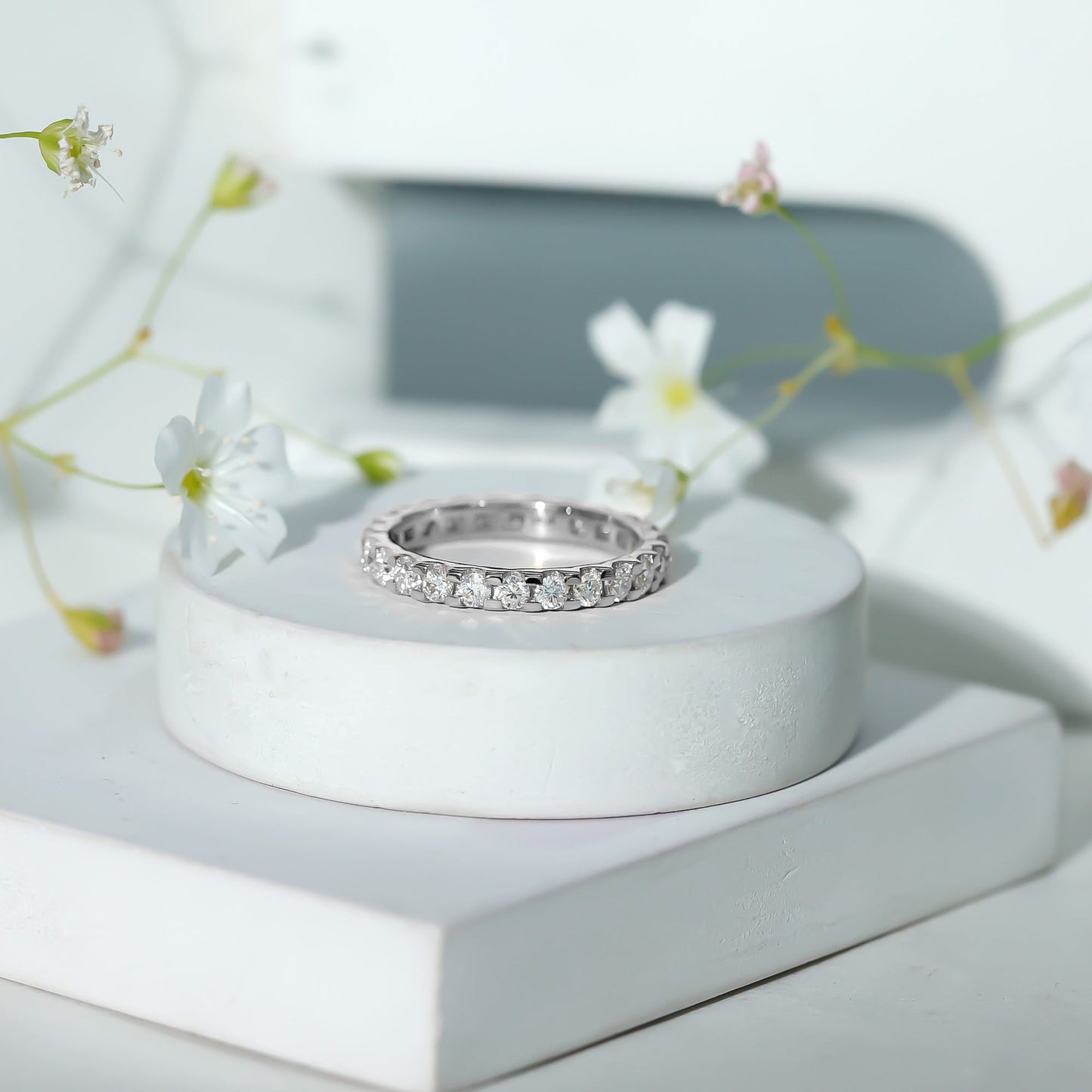 Brilliant Cut Round Moissanite Eternity Anniversary Band