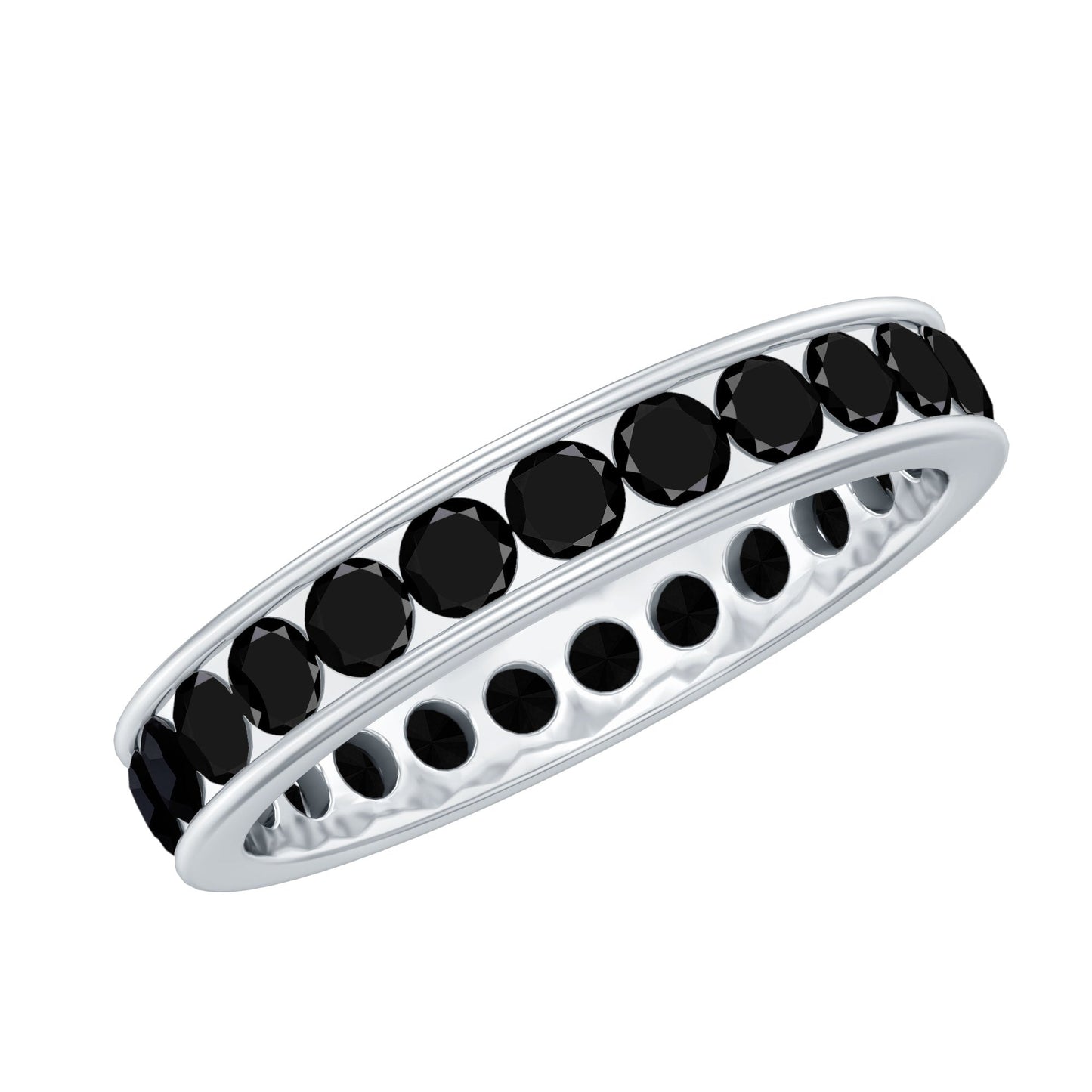 Channel Set Black Spinel Eternity Ring