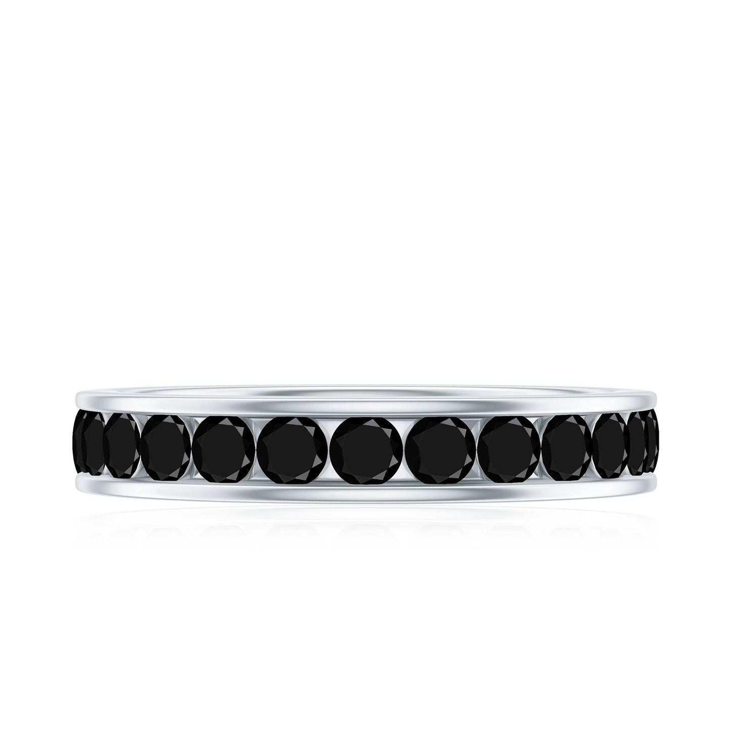 Natural Channel Set Black Spinel Eternity Ring for Anniversary