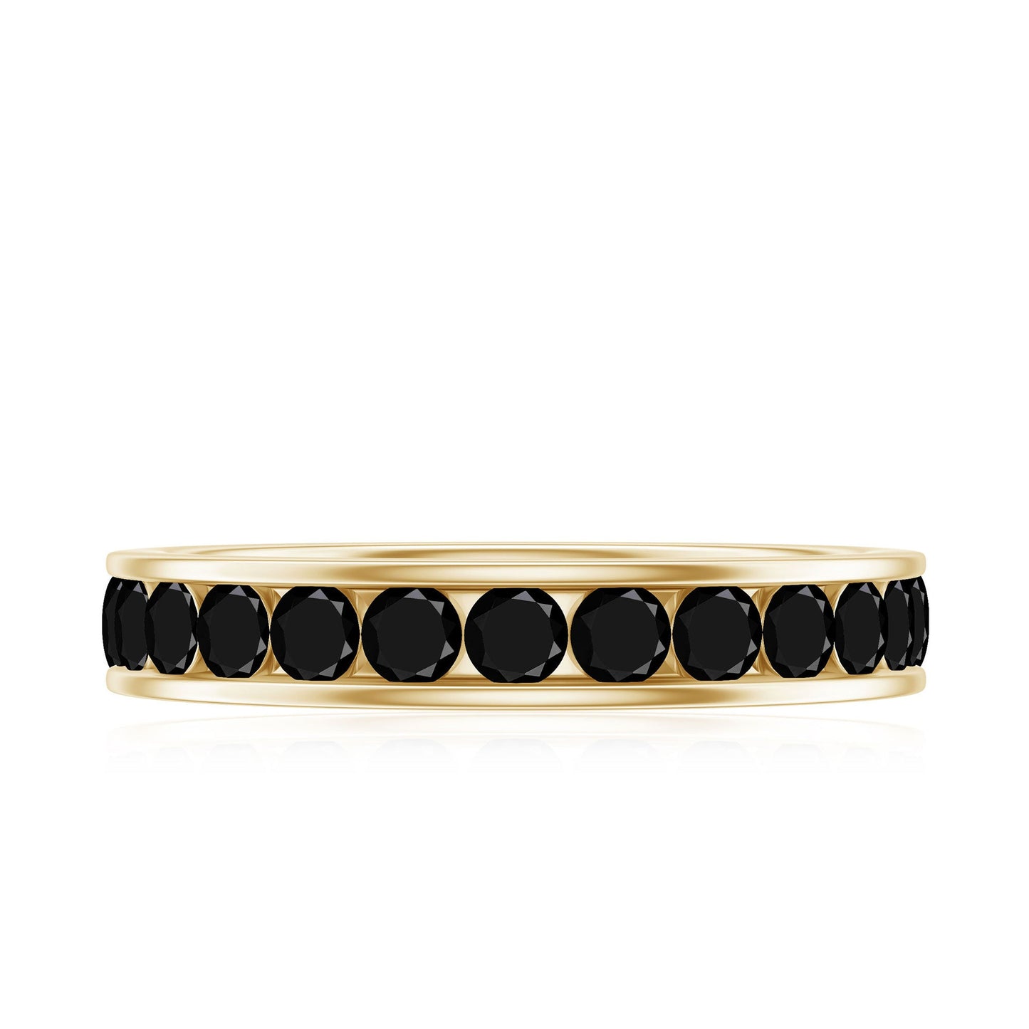 Natural Channel Set Black Spinel Eternity Ring for Anniversary