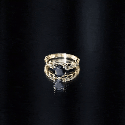 Round Cut Solitaire Black Onyx Engagement Ring with Certificate