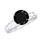 Round Cut Solitaire Black Onyx Engagement Ring with Certificate