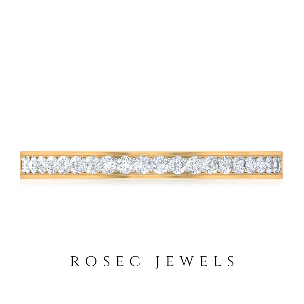 Natural Diamond Half Eternity Stackable Ring for Women