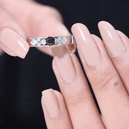 Natural Red Garnet Diamond Band Ring