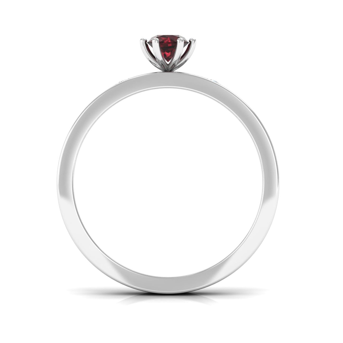 Natural Red Garnet Diamond Band Ring