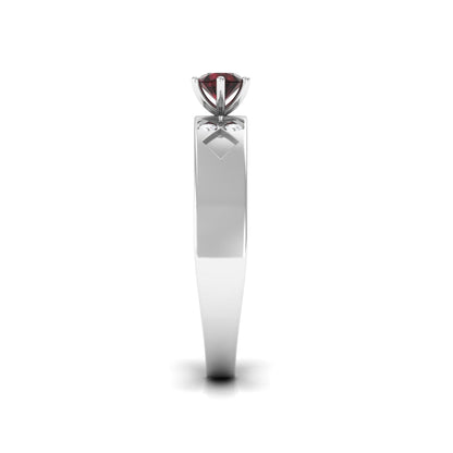 Natural Red Garnet Diamond Band Ring