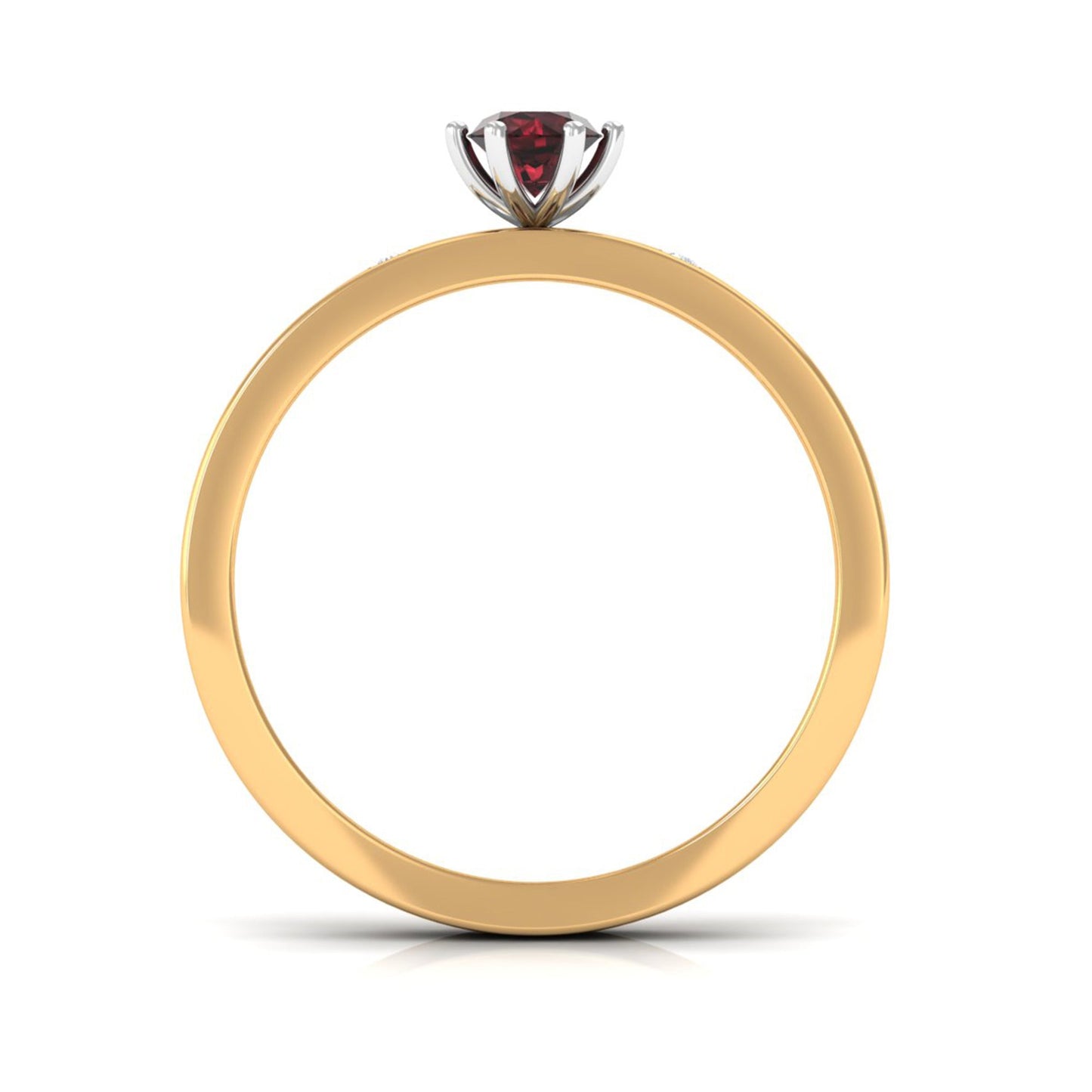 Natural Red Garnet Diamond Band Ring