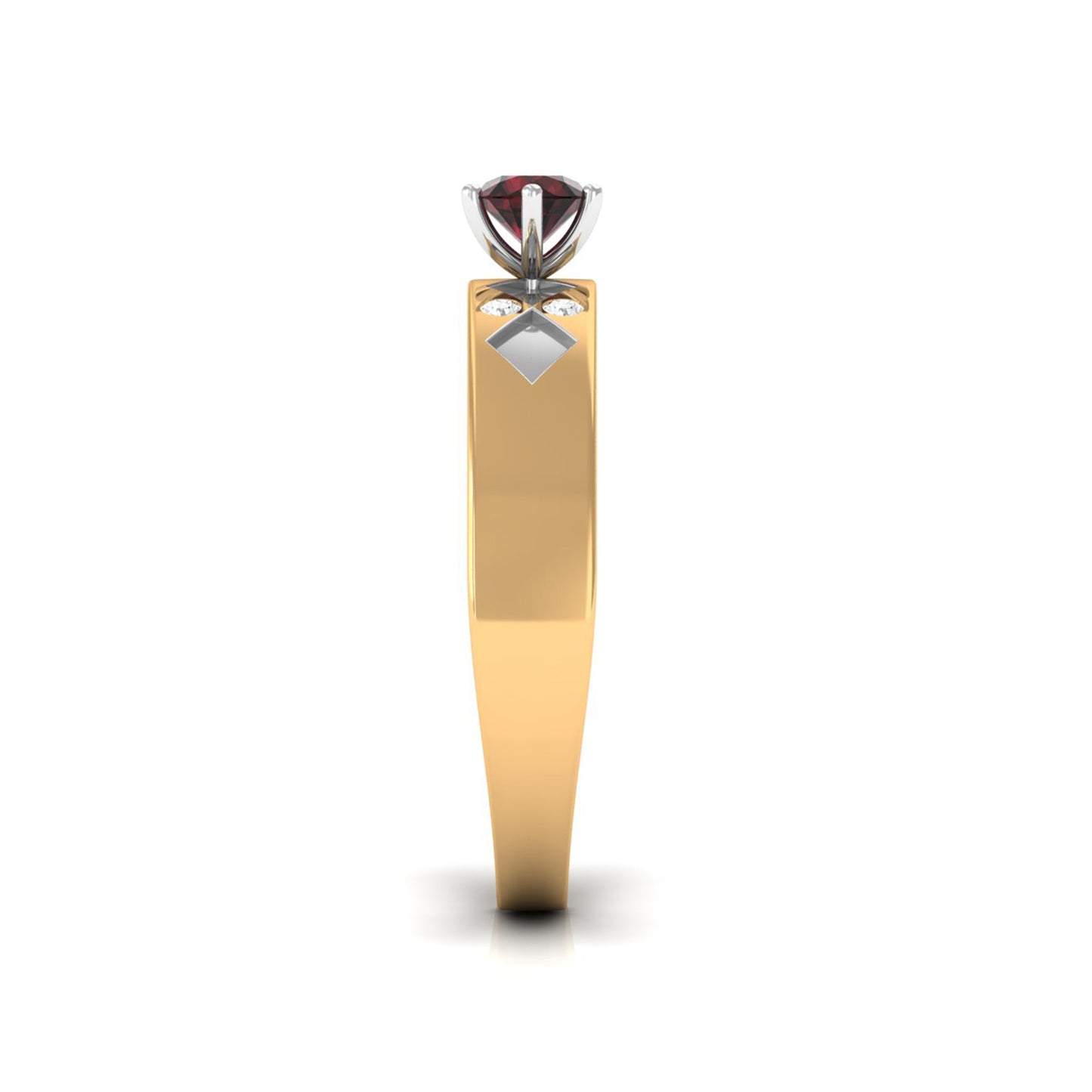 Natural Red Garnet Diamond Band Ring
