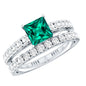 Lab Grown Emerald Princess Cut Engagement Ring with Wedding Band
