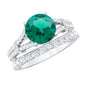 Designer Lab Grown Emerald Engagement Ring with Wedding Band