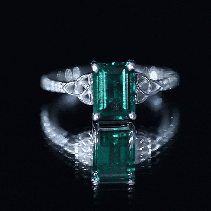 Solitaire Lab Created Emerald Celtic Engagement Ring with Diamond
