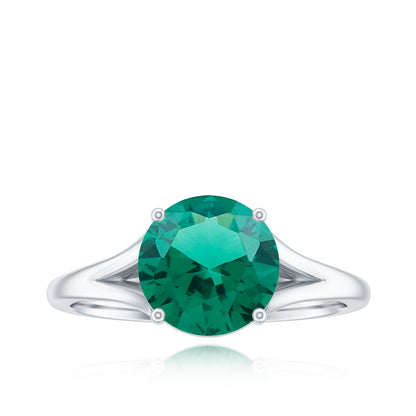 Certified 2 Carat Lab Grown Emerald Engagement Ring with Diamond