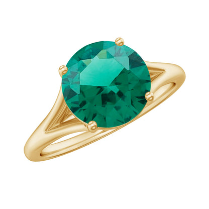 Certified 2 Carat Lab Grown Emerald Engagement Ring with Diamond