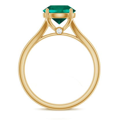 Certified 2 Carat Lab Grown Emerald Engagement Ring with Diamond
