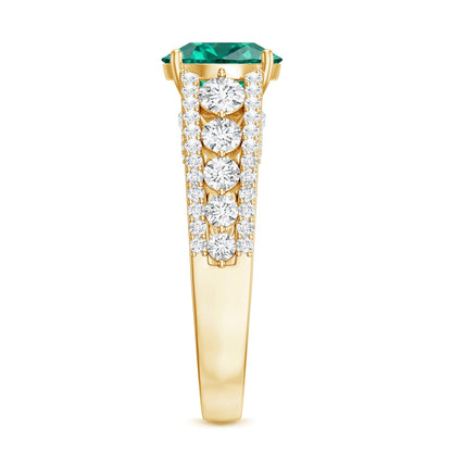 Certified 2 Carat Lab Grown Emerald Statement Engagement Ring with Side Stones