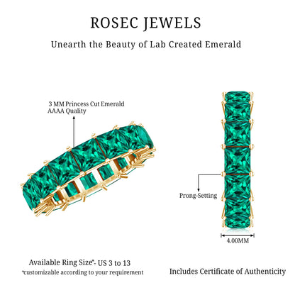 Princess Cut Lab Created Emerald Full Eternity Band