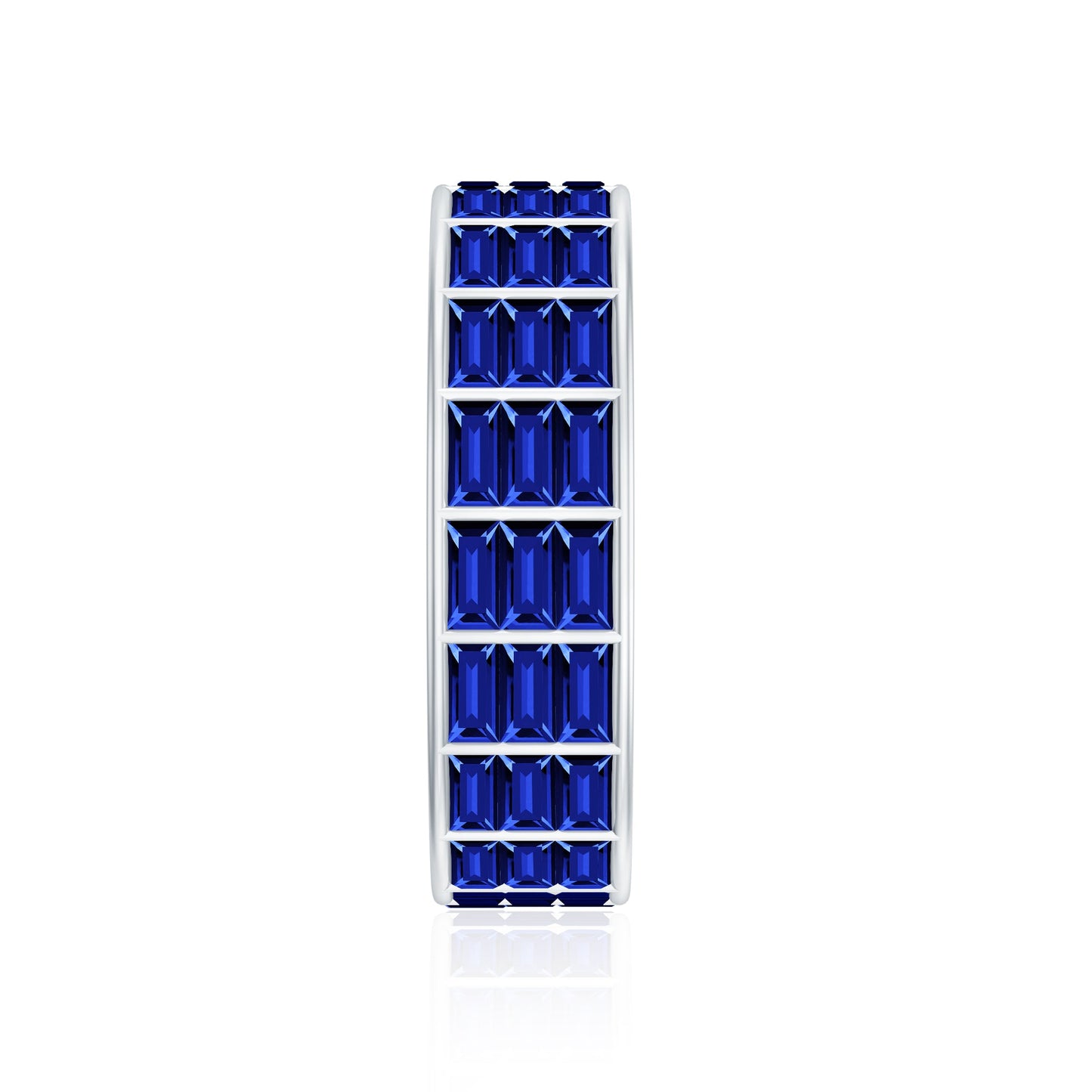 Channel Set Lab Grown Blue Sapphire Wide Eternity Band Ring