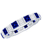 Certified Lab Grown Blue Sapphire Eternity Band Ring with Moissanite