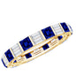 Certified Lab Grown Blue Sapphire Eternity Band Ring with Moissanite
