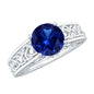 Certified 2.7 Carat Lab Grown Blue Sapphire Celtic Engagement Ring with Surprise Diamond