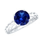 AAAA Quality Lab Created Blue Sapphire Solitaire Ring with Filigree Shank