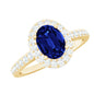 Certified 1.5 Carat Lab Grown Blue Sapphire Oval Engagement Ring with Diamond Halo