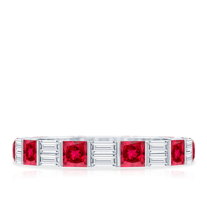 Princess Cut Lab Created Ruby And Moissanite Full Eternity Ring