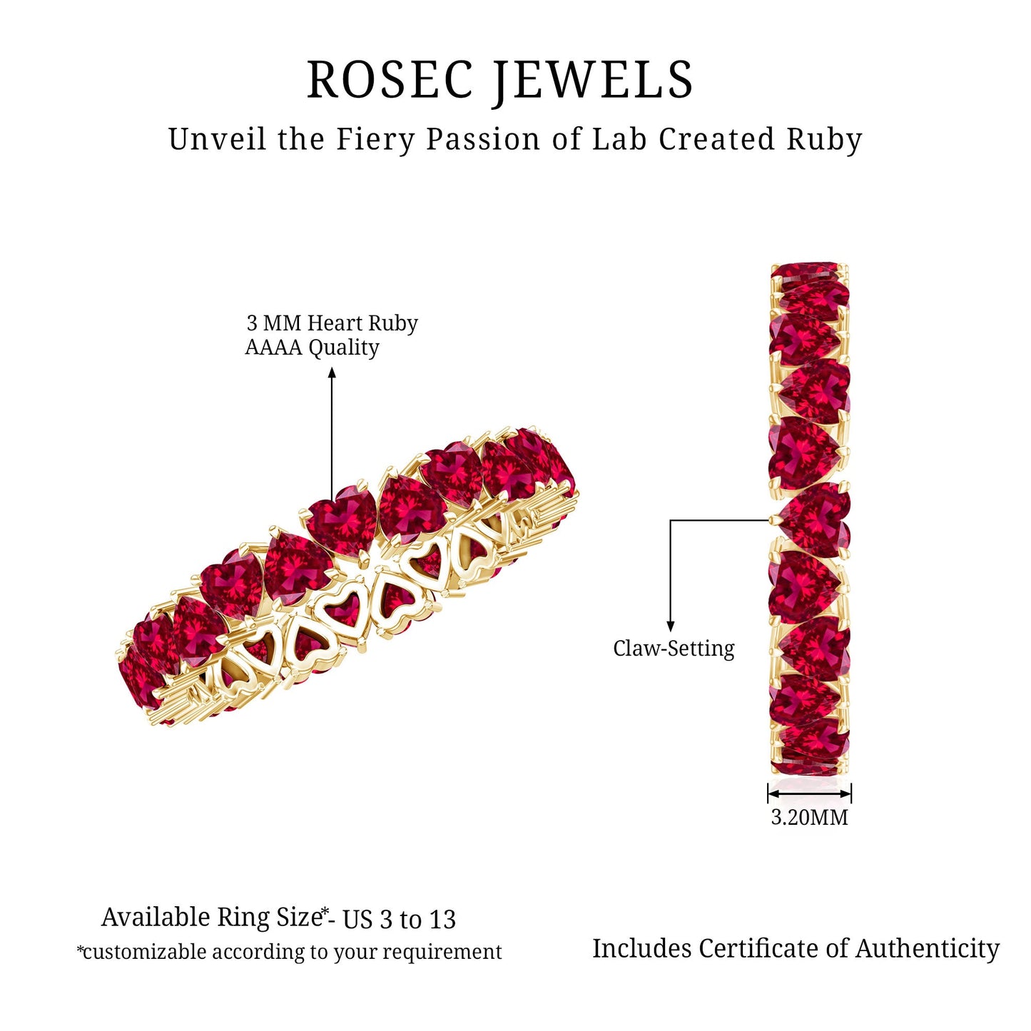 Lab Created Ruby Heart Eternity Band Ring