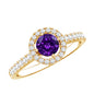 Real Amethyst Promise Ring with Diamond Halo