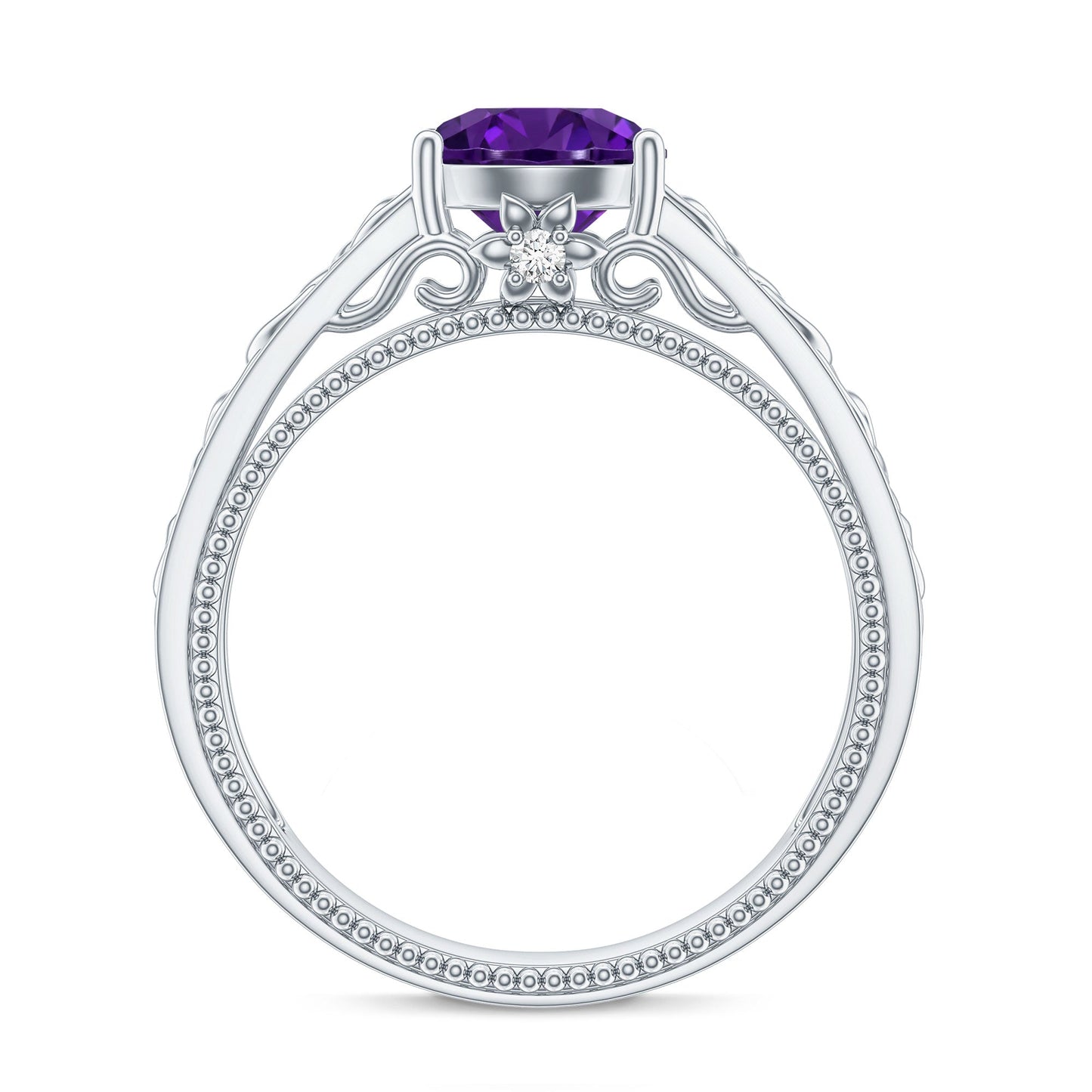 Vintage Looking 1.2 Carat Amethyst Celtic Engagement Ring with Surprise Diamond