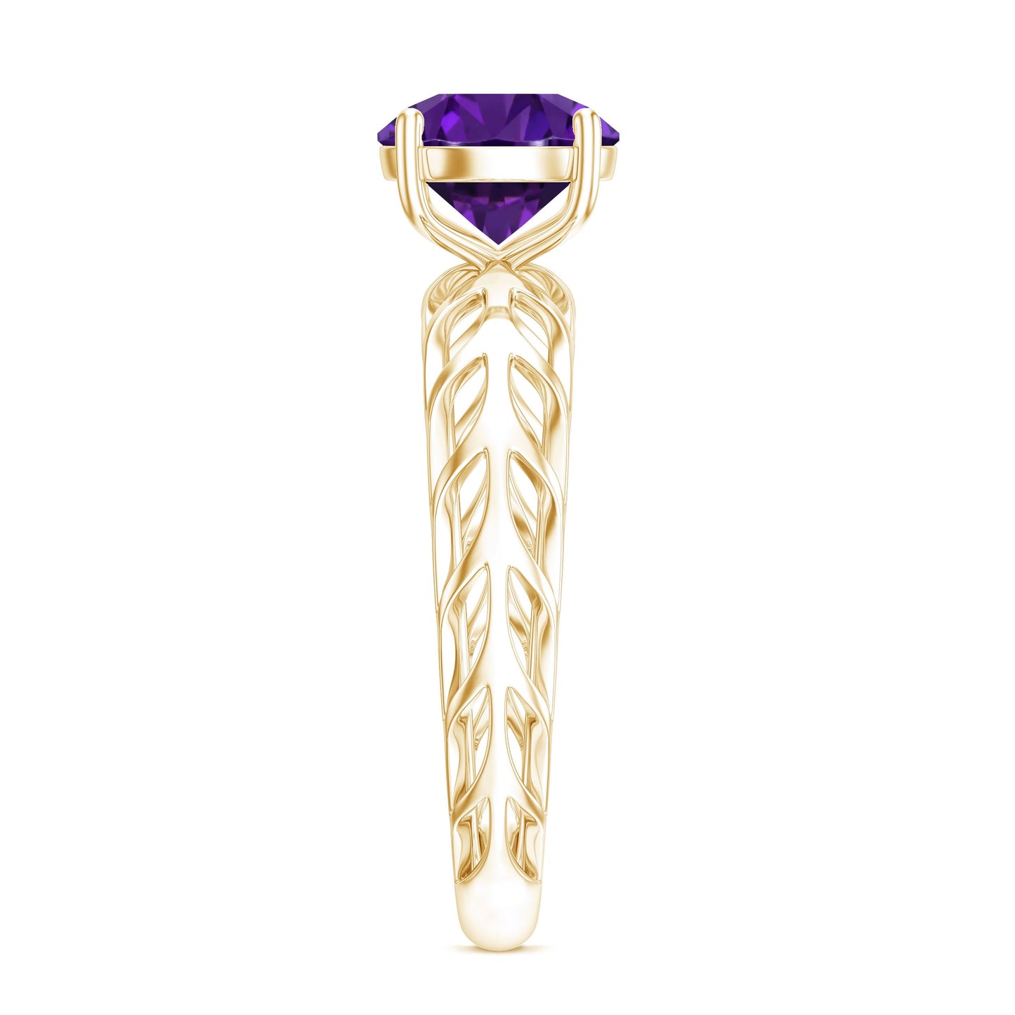 1.2 Carat Round Amethyst Solitaire Engagement Ring with Filigree Details