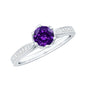 Minimal Amethyst Engagement Ring with Diamond