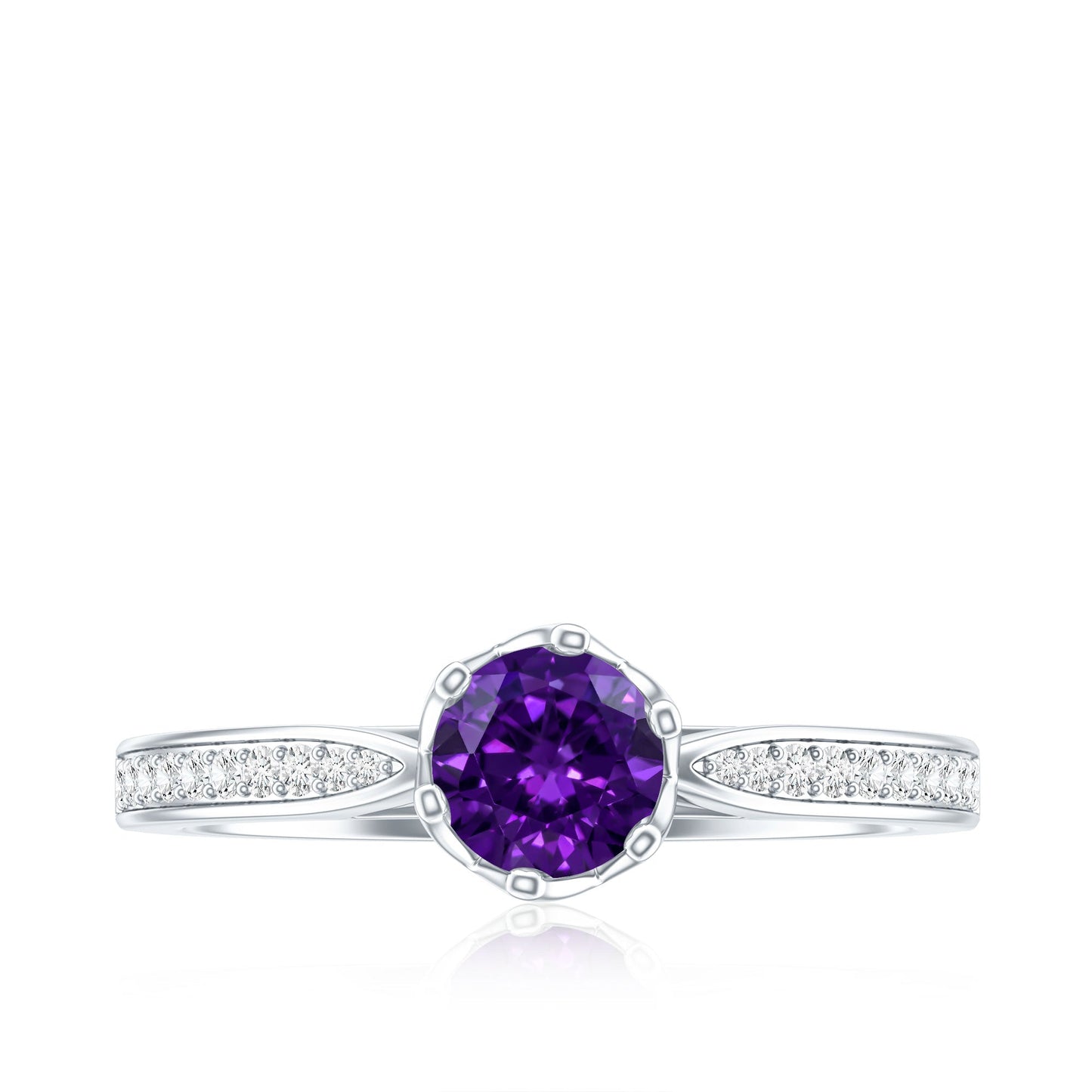 Minimal Amethyst Engagement Ring with Diamond