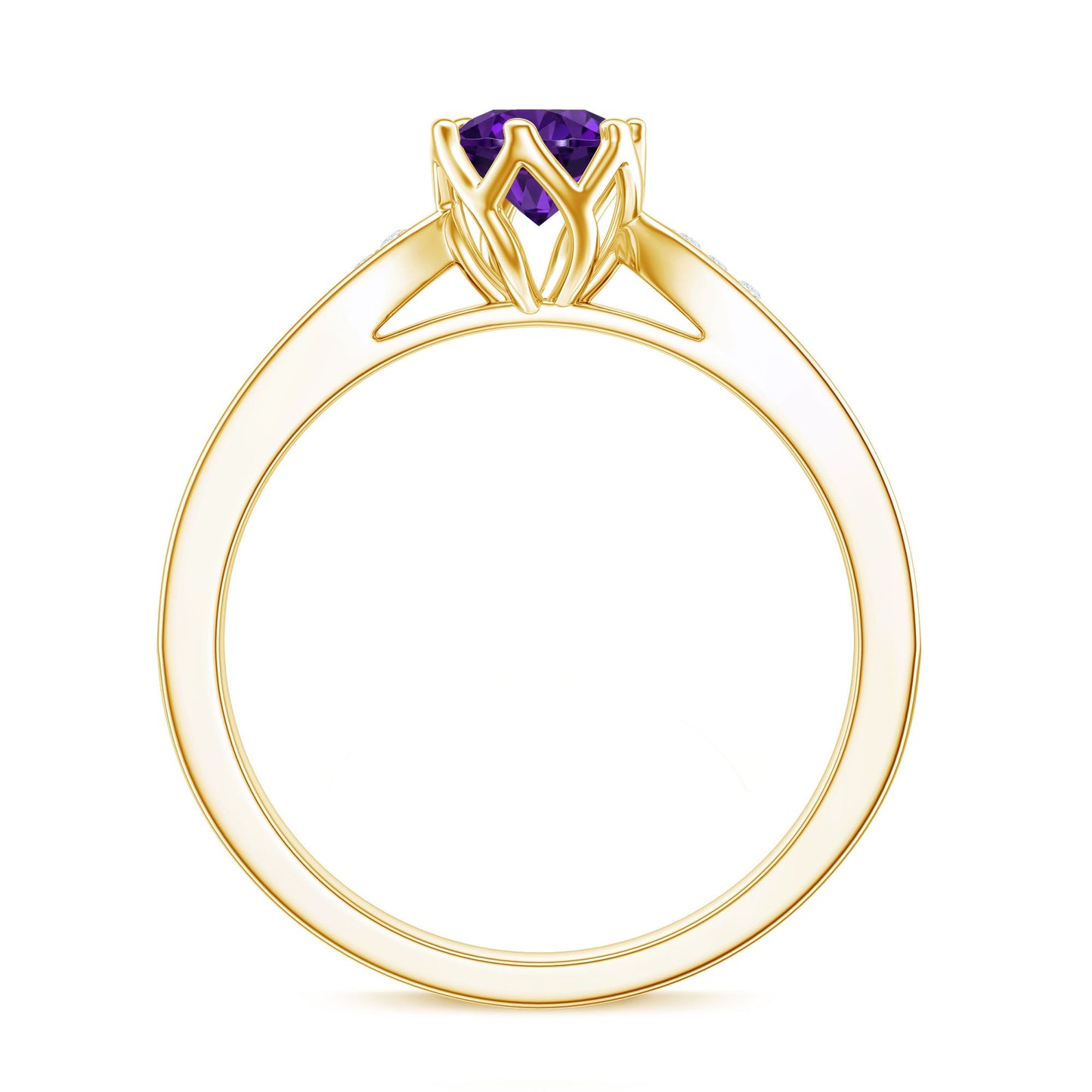 Minimal Amethyst Engagement Ring with Diamond
