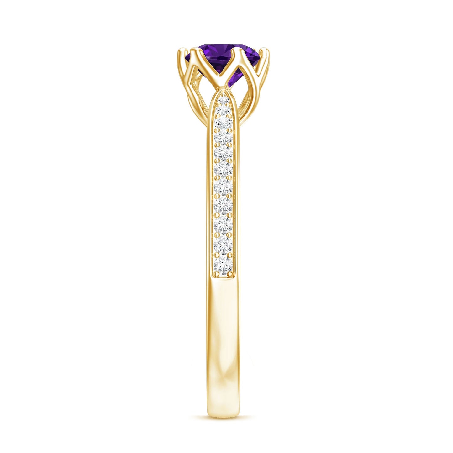 Minimal Amethyst Engagement Ring with Diamond