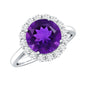 Certified Natural 2 Carat Amethyst Engagement Ring with Moissanite Halo