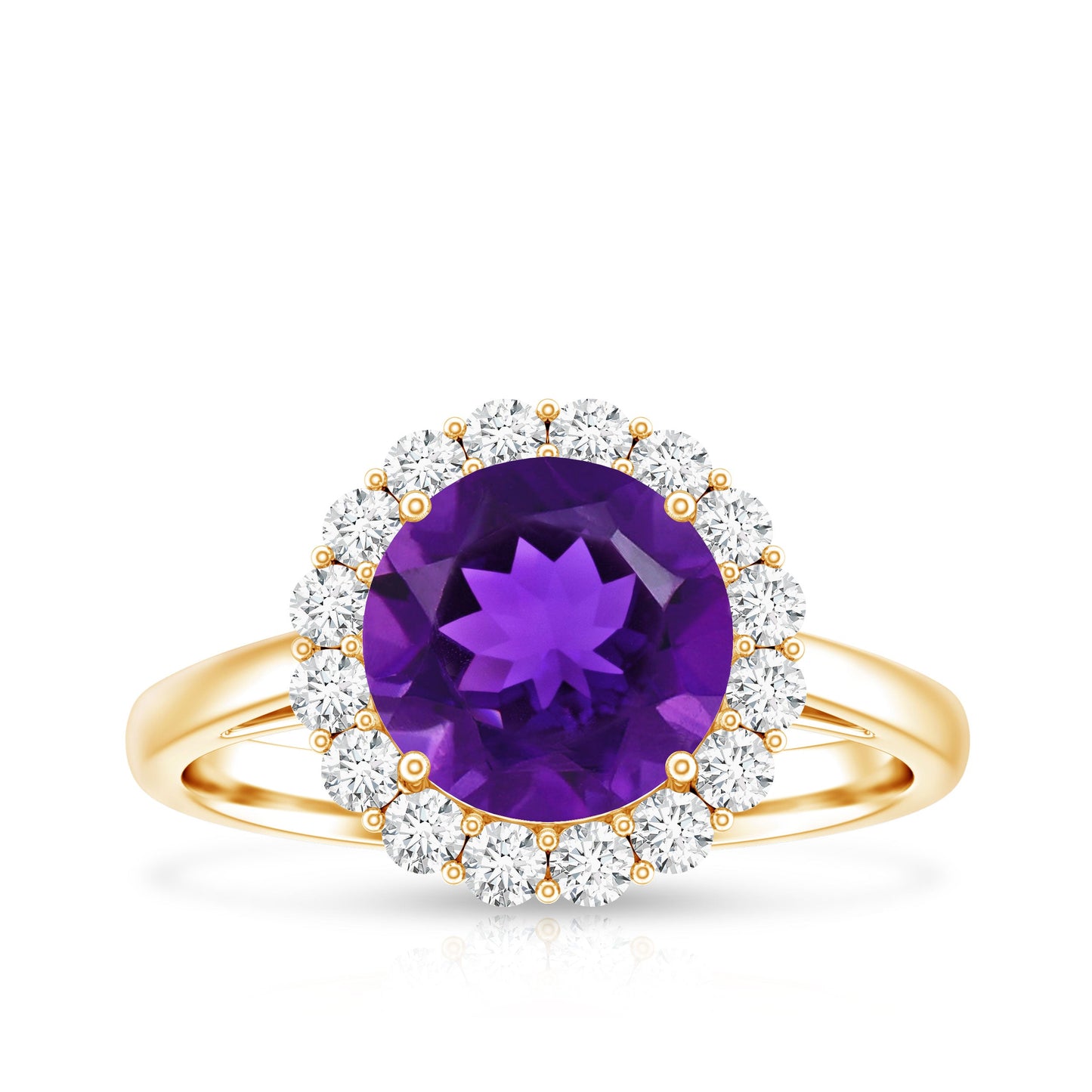 Certified Natural 2 Carat Amethyst Engagement Ring with Moissanite Halo