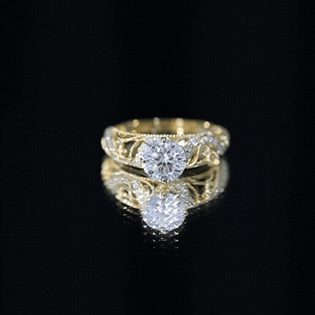 Round Cut Moissanite Vintage Engagement Ring With Diagonal Prongs