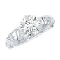 Round Cut Moissanite Vintage Engagement Ring With Diagonal Prongs