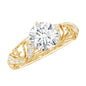 Round Cut Moissanite Vintage Engagement Ring With Diagonal Prongs