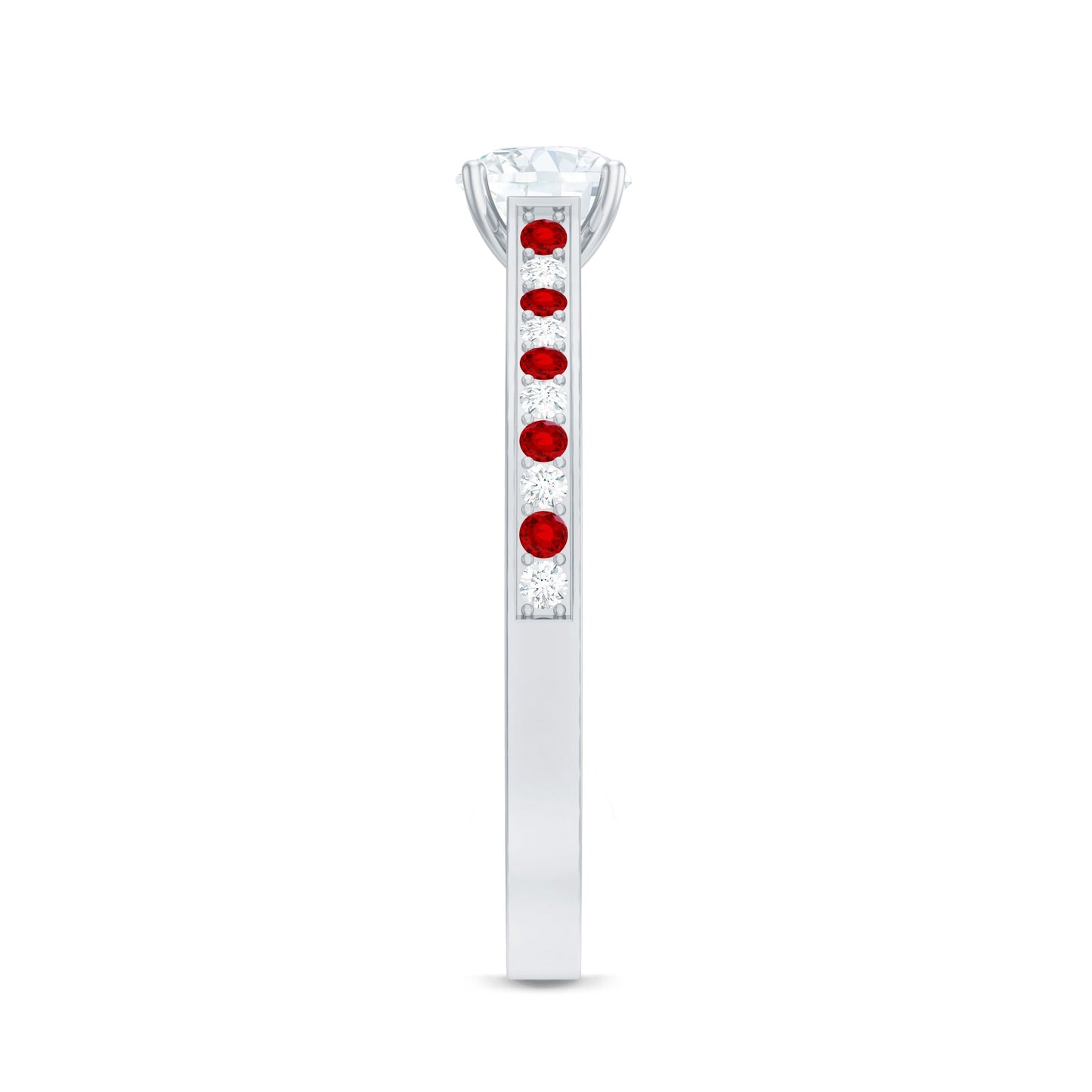 Certified Lab Grown Diamond Engagement Ring With Lab Grown Ruby