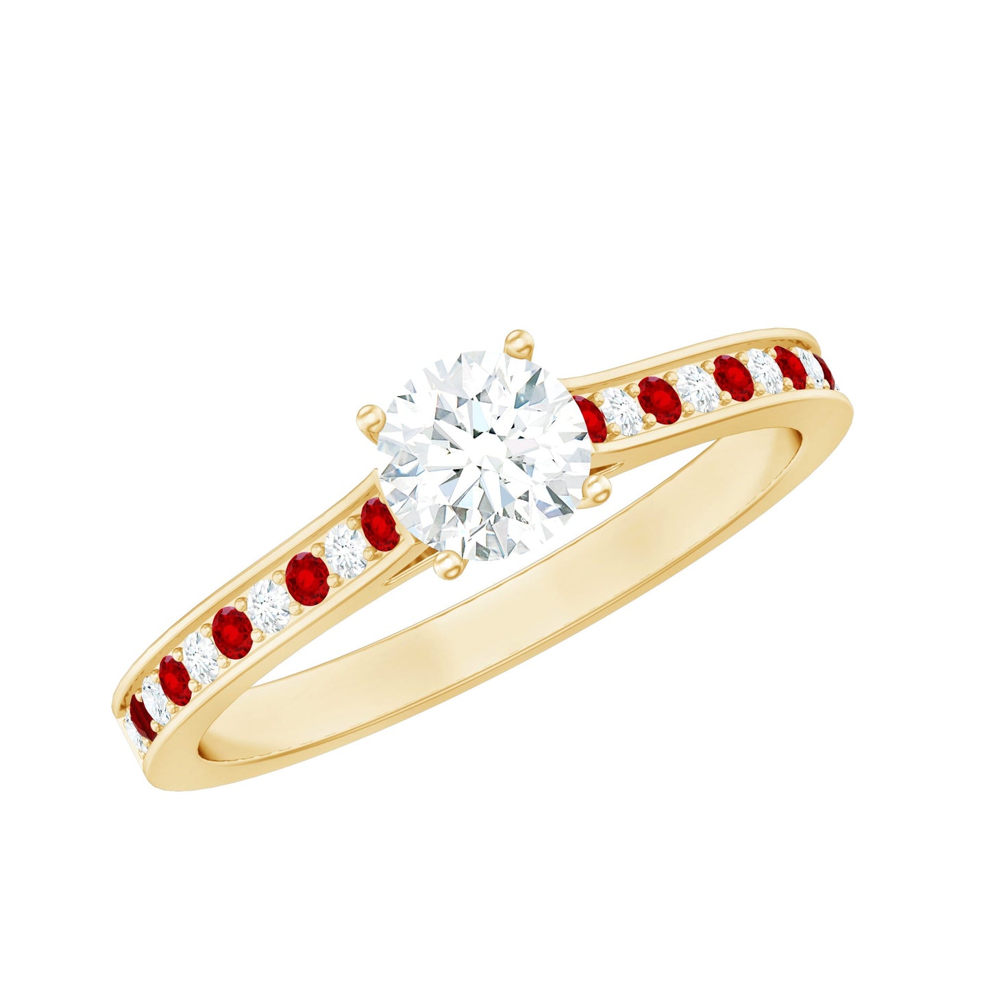 Certified Lab Grown Diamond Engagement Ring With Lab Grown Ruby