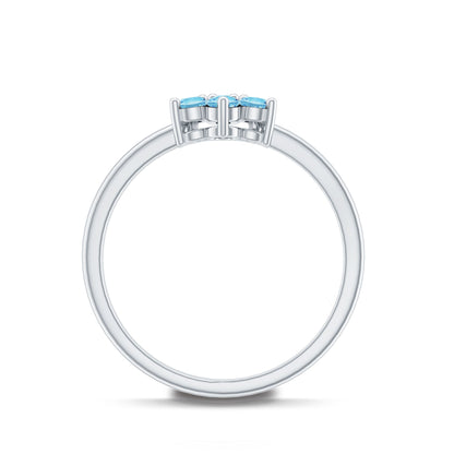 Real Aquamarine Flower Cluster Ring for Women