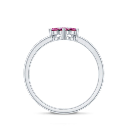 Real Pink Tourmaline Flower Cluster Ring