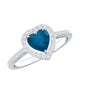 Heart Shaped London Blue Topaz Engagement Ring with Diamond Halo