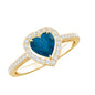 Heart Shaped London Blue Topaz Engagement Ring with Diamond Halo