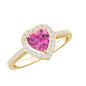 Heart Shape Pink Tourmaline Engagement Ring with Diamond Halo