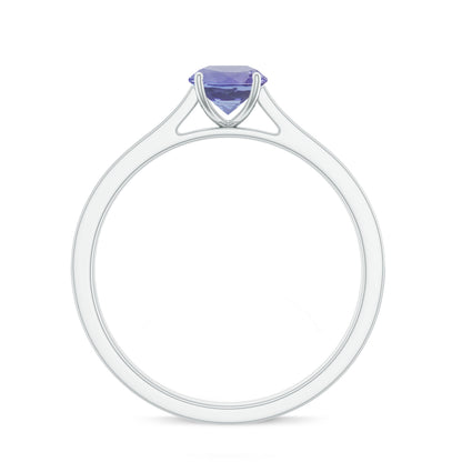 Natural Tanzanite Solitaire Engagement Ring with Diamond