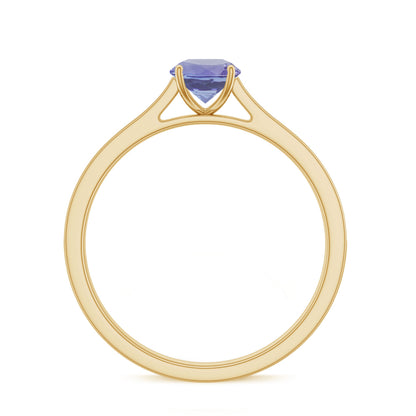 Natural Tanzanite Solitaire Engagement Ring with Diamond