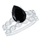 Certified 4.8 Carat Lab Grown Black Diamond Engagement Ring with Wedding Band